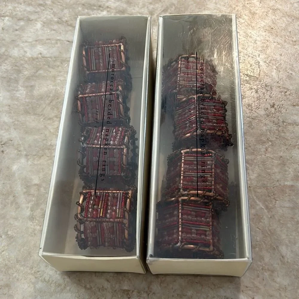 PIER ONE 8 Moroccan Beaded Napkin Rings